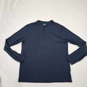 William Rast Men's Navy Blue Long Sleeve Henley Size XL